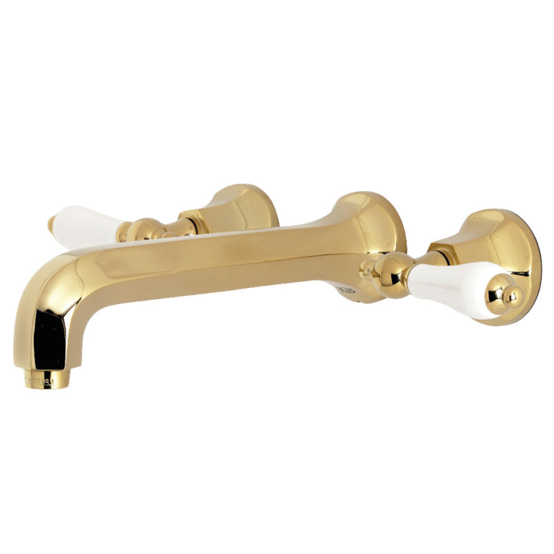 Kingston Brass Metropolitan Two-Handle 3-Hole Wall Mount Bathroom Faucet, Gold