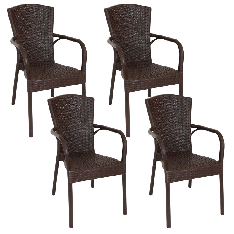 Chaise de salle à manger d'extérieur empilable Beam, Marron foncé