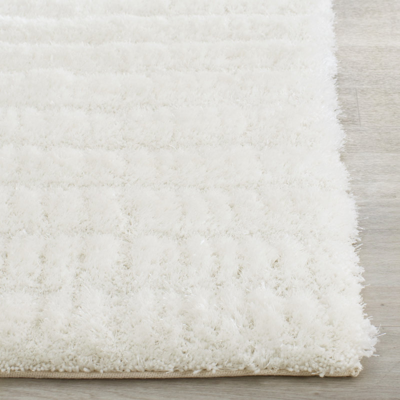 Tapis de couleur unie à poils longs performance touffeté à la main Wyler, Carré 6 pi