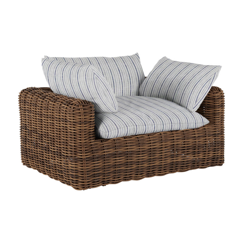 Montecito Patio Chair with Cushions, Raffia, Dove Sunbrella® Linen, No Welt
