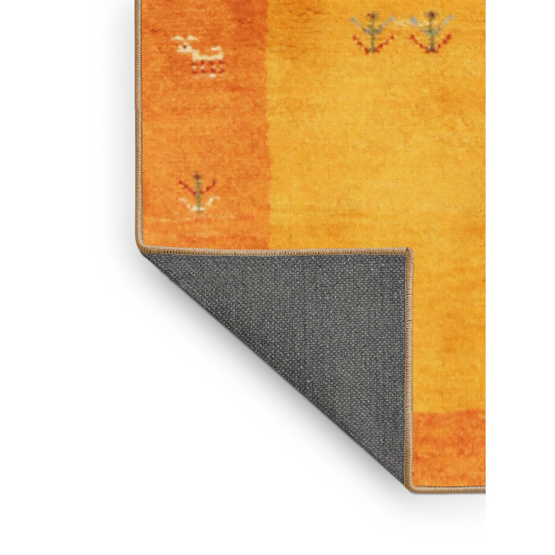 Tapis de zone jaune contemporaine Willse, Rectangle 2 pi x 4 pi