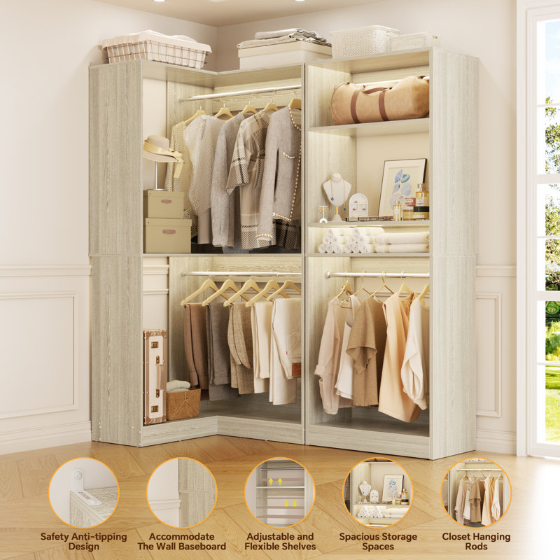 Freestanding Closet Organizer System, Washed Oak