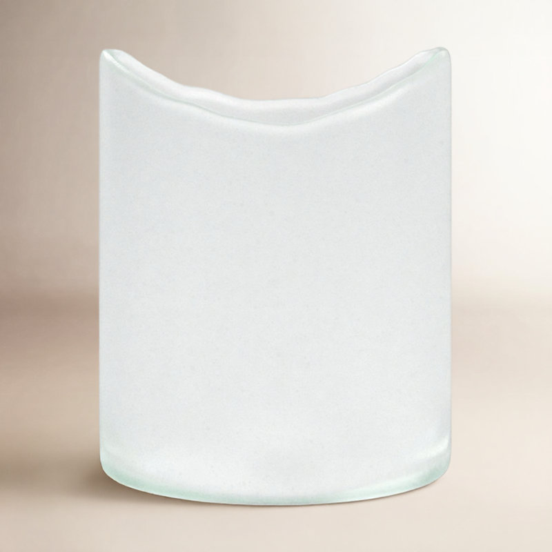 Glass Tabletop Hurricane, White,  6" H x 5" W x 5" D