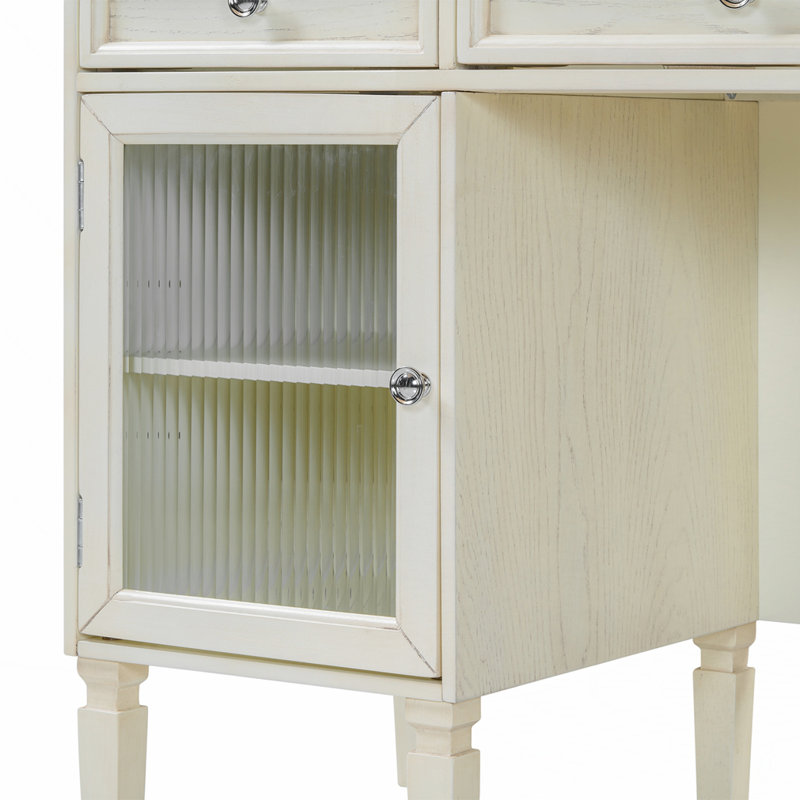 2-in-1 Vanity Desk with Flip-Top Mirror
