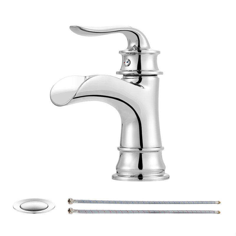 Single Hole Bathroom Faucet with Drain Assembly, Polished Chrome