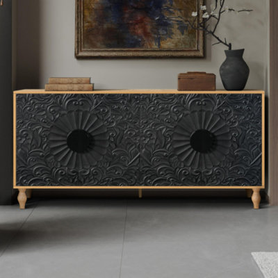 Meuble télé avec cadre en bois sculpté