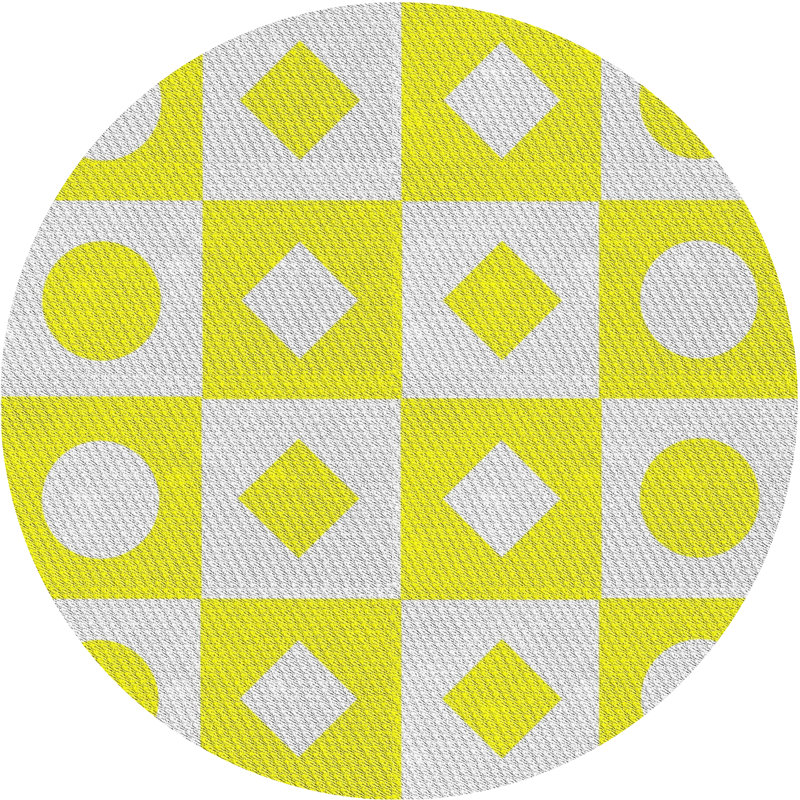 Tapis jaune géométrique, Rond 3 pi
