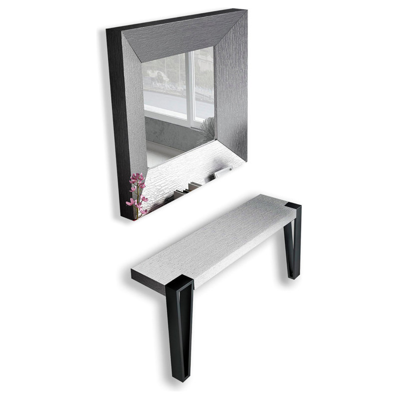 Ensemble de console et de Miroir Saphire, Haute brillance, 31.5" H x 31.5" W x 15.6" D