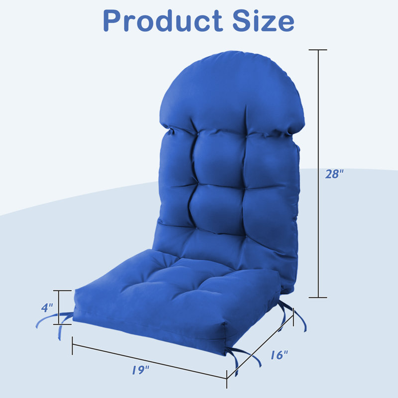 Coussin de siège et de dossier Adirondack pour l'extérieur, 4 pièces, Marine, Ensemble de 4, polyester