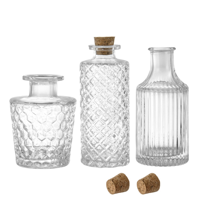 Ensemble de 3 bouteilles décoratives en verre pour table à fleurs