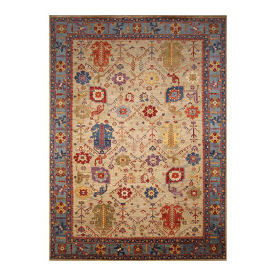 Tapis unique en brun de 9 pi 8 po x 13 pi 5 po