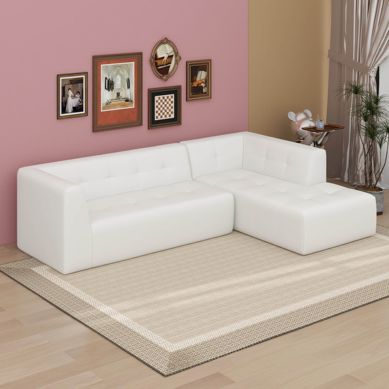Ensemble de canapé modulaire modulaire, 2 pièces, sans ordinateur, en forme de L, Beige