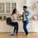 Charies Swivel Upholstered Adjustable Height Counter Stool with Metal Frame