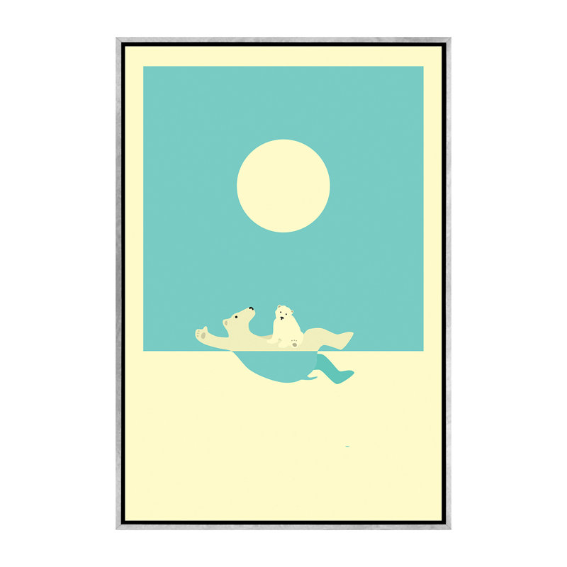 Art encadré, cours de natation II, H 60 po x l 40po x P 1,5 po, Toile avec cadre argenté