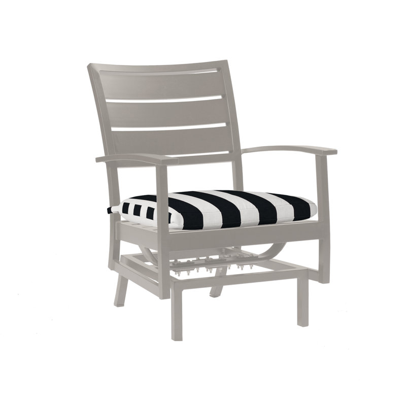 Charleston Aluminum Patio Lounge Chair with Cushions, Oyster, Cabana Stripe Midnight