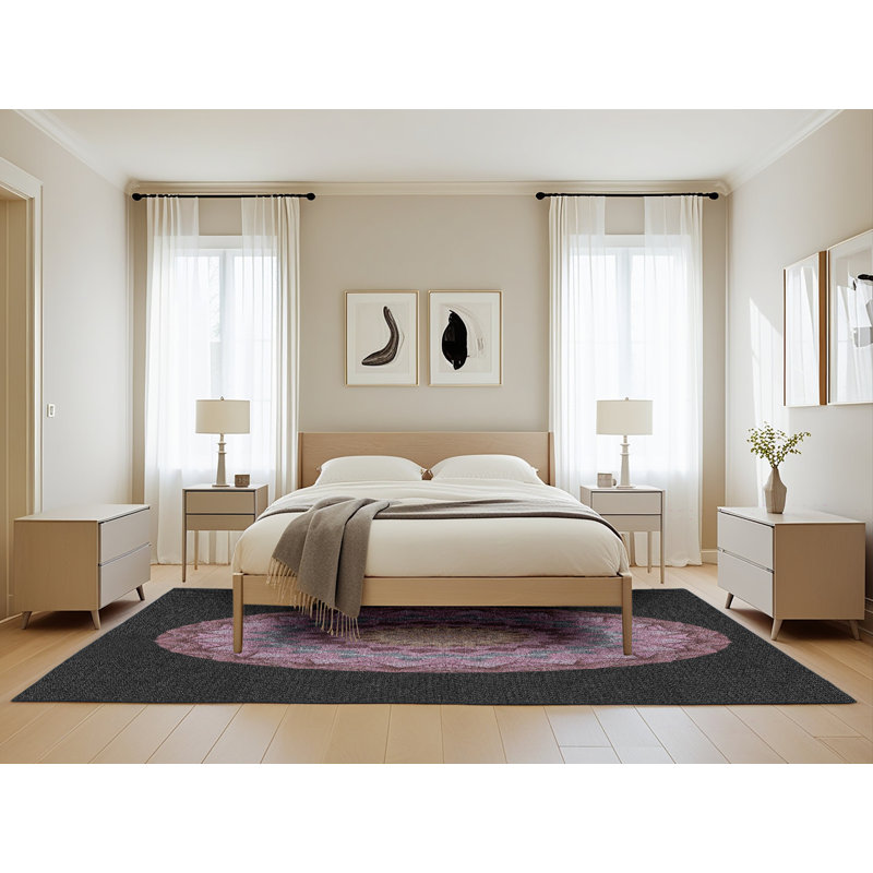 Tapis noir/rose à tisser électrique, Rectangle 5 pi x 8 pi