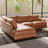Leather 2-Piece Bumper Chaise Sectional Sofa, Cognac-108988471