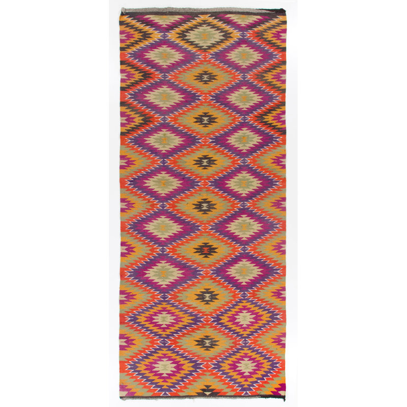 5.4x12 Ft Dazzling Vintage Handmade Turkish Kilim, Flat-Weave Rug