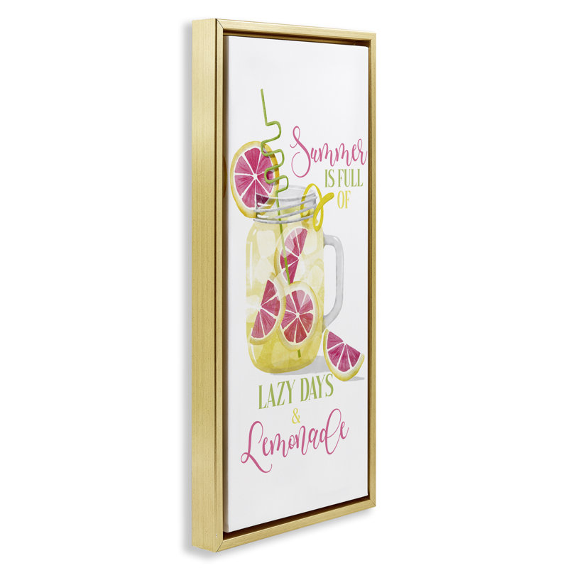  «Fun Summer Lemonade» par Deane Beesley, H 31 po x l 15 po, Cadre flottant métallique doré