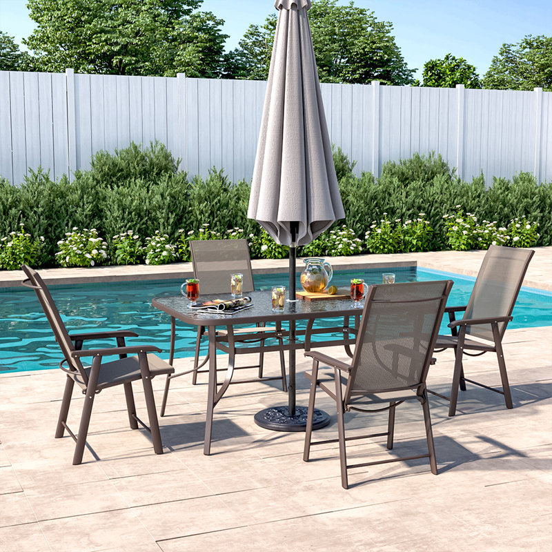 Grace-Leigh Square Table Set, Black, 72cm H x 90cm W x 150cm L, Yes