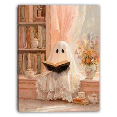Haunted Mansion with Pumpkins Wrapped Canvas Wall Art