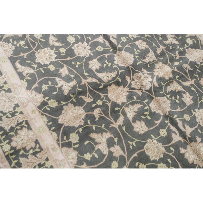 Tapis vert olive de haute qualité noué à la main