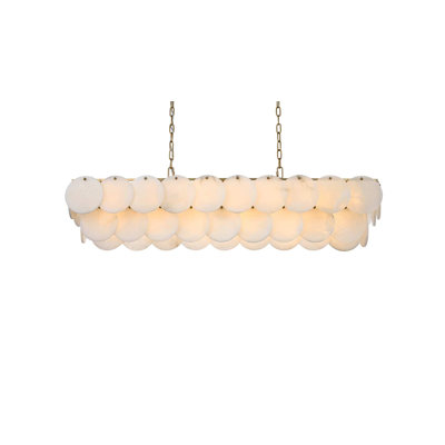 Ikeny 48 inch Alabaster Chandelier in Satin Gold