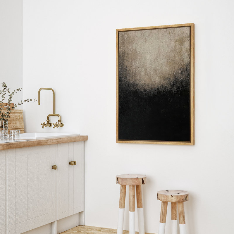 Reproduction d'art abstrait sur toile encadrée pour décoration intérieure moderne, H 24 po x l 16 po, Naturel