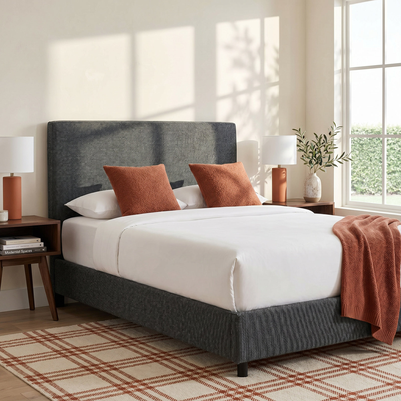 Marquise Upholstered Bed, King, Milsap Navy Sustain Tweed