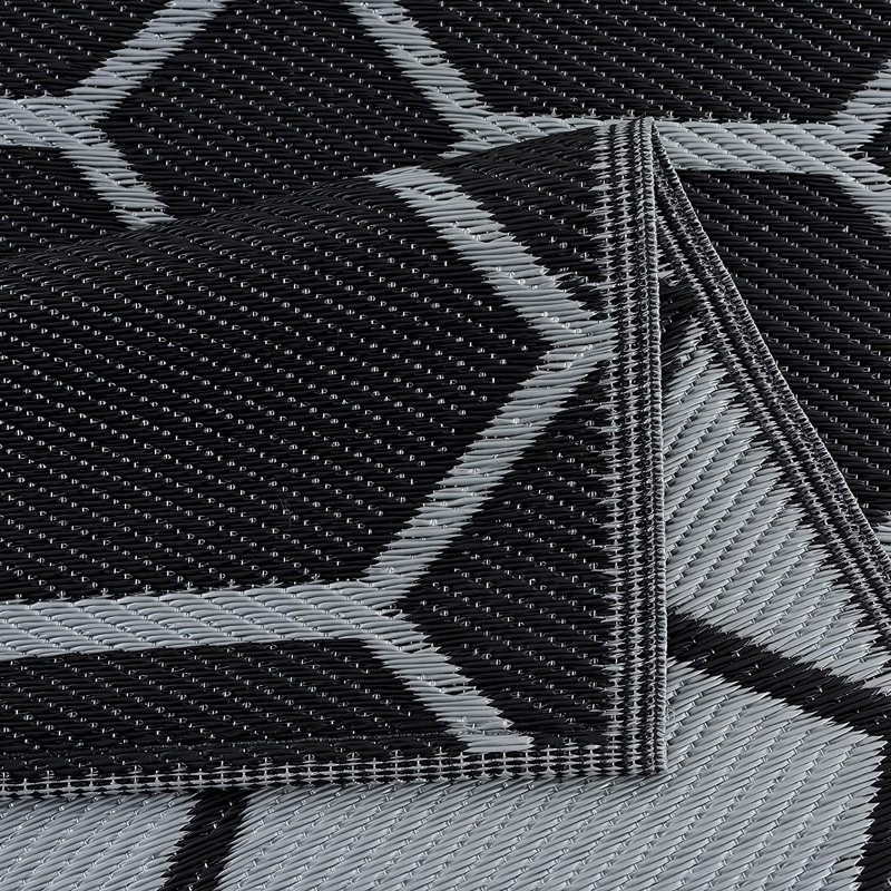 Tapis d'intérieur / extérieur noir / gris Darpan, Rectangle 5 pi x 7 pi