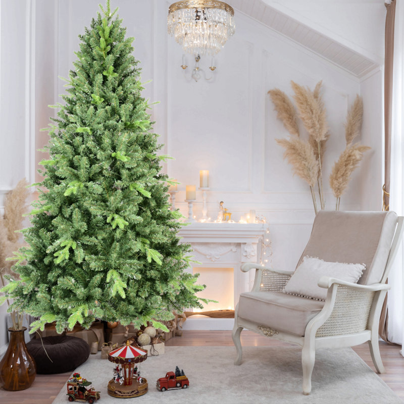 Arbre de Noël classique avec extrémités en PE + PVC - branches articulées réalistes, assemblage facile, support en métal stable, aspect naturel pour la décoration des Fêtes