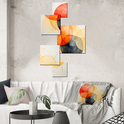 Geometric Soft Colors Patterns III - Geometric Square Wall Art Set Of 5
