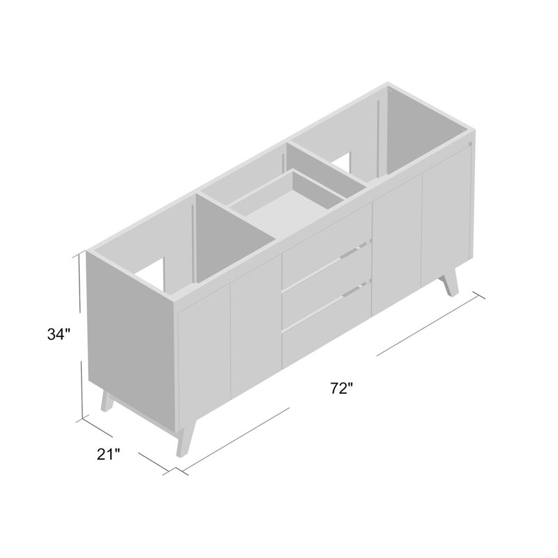 Saeko 72'' Double Bathroom Vanity Base Only, Natural Teak