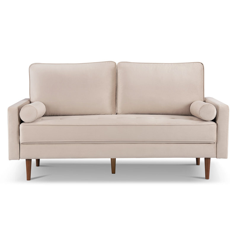 Velvet Lounge Sofa Seats 3, Highly Resilient And Comfortable Design, Comes With 2 Pillows, Suitable For A Variety Of Home Spaces