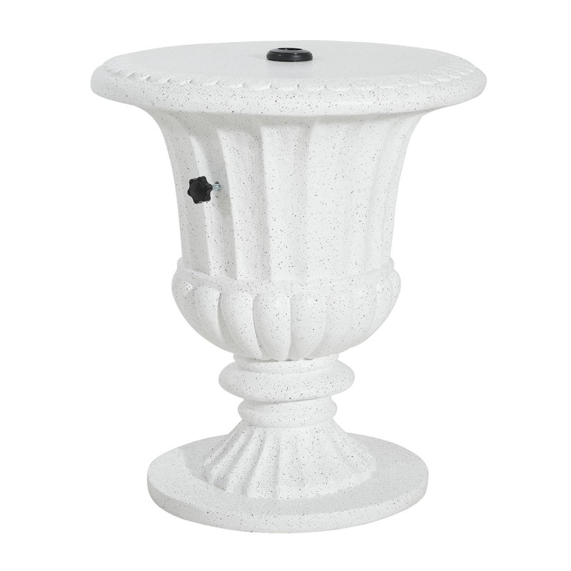 Adela Outdoor Patio Side Table Umbrella Base With Sand-Filling, White Marble Finish, Set Of 1