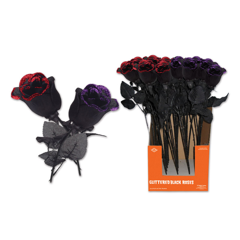 Roses noires d'Halloween scintillantes
