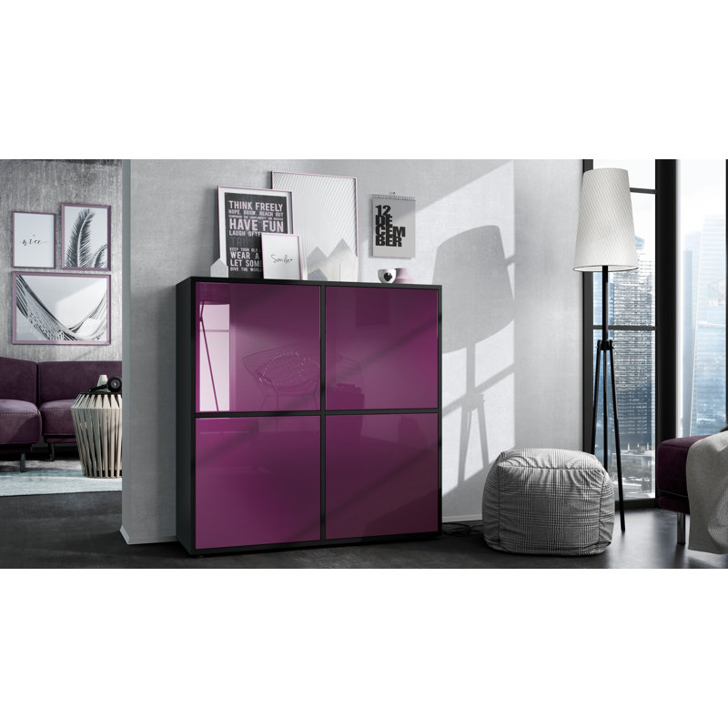 Mccafferty 104cm Sideboard, Black Matt /Blackberry High Gloss
