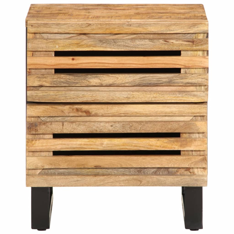40cm W Steel Bedside Table, Natural