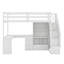 Lit mezzanine simple avec bureau intégré en forme de L, escalier de rangement et tiroirs - Lit d'étude peu encombrant avec armoire, tablettes pour petite pièce-1800228927