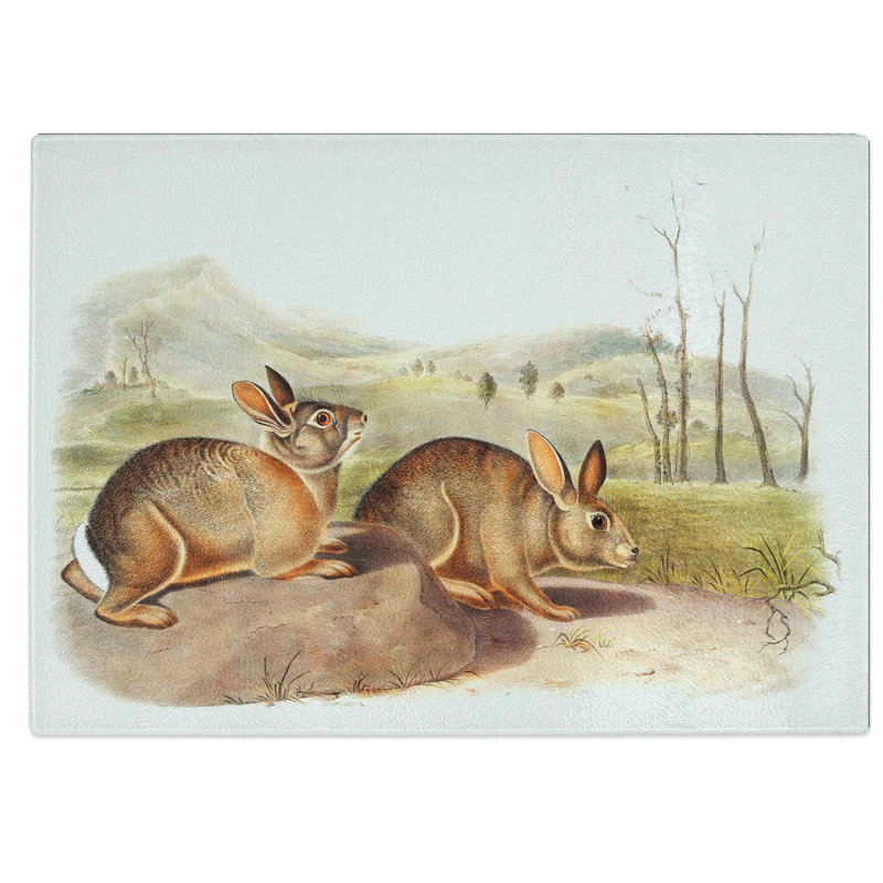 Tempered Glass Bachmans Hares Chopping Board, 28.5 cm W x 20 cm L