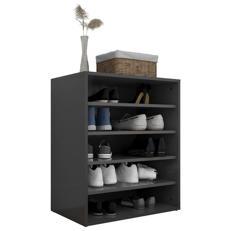  Shoe Cabinet High Gloss White 23.6X13.8X27.6" Engineered Wood, Concrete Gray