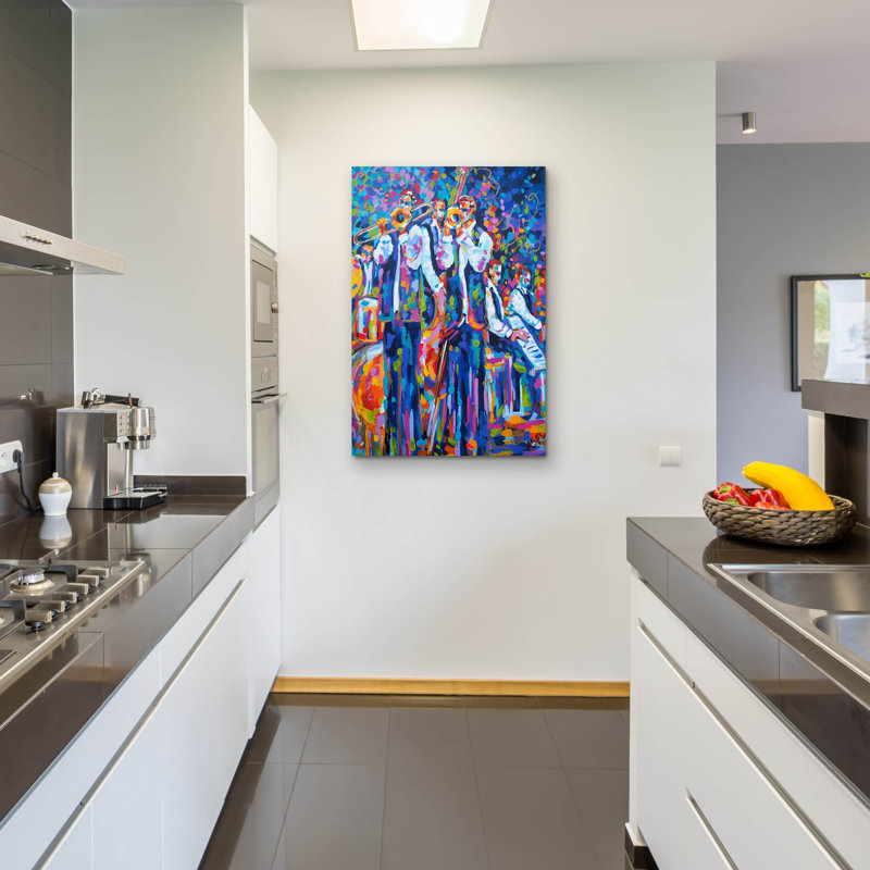  «Dixieland Jazz Band - New Orleans» par ADEL, art mural en verre acrylique, 24 po x 36 po
