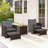 5 Pcs Patio Rattan Furniture With 2 Wicker Ottomans & Tempered Glass Coffee Table-368362685