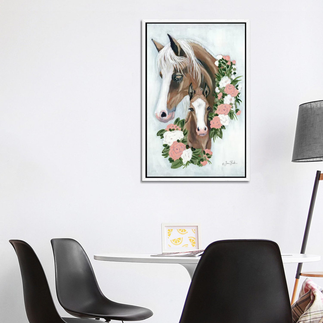 Floral Ponies von Sara Baker - Galerie-verpackte Leinwand Giclée auf Leinwand