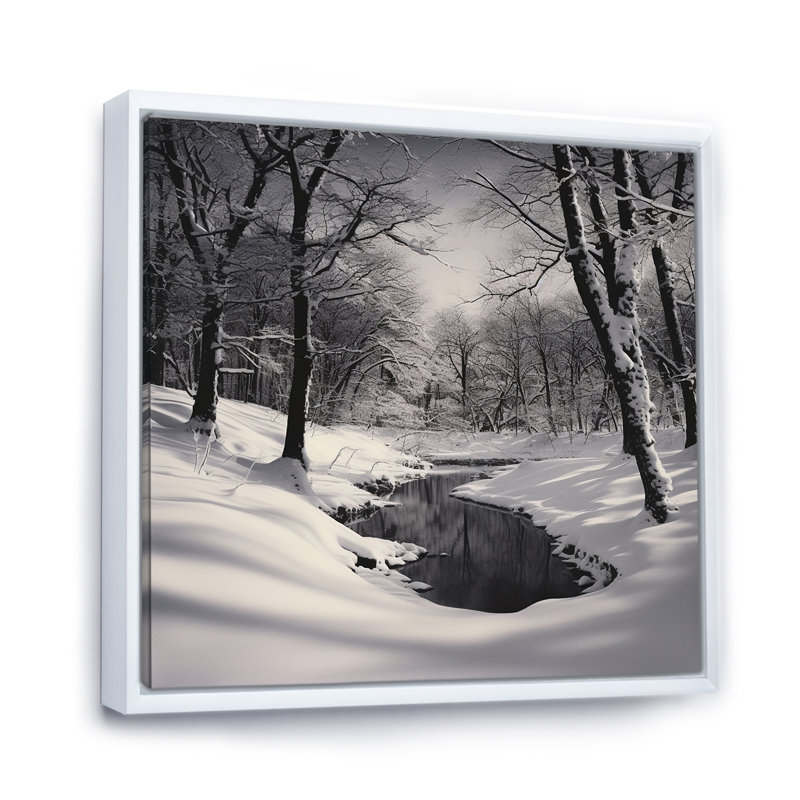 Paysage d'hiver au pays des merveilles I, Cadre flottant blanc, H 30 po x l 30 po x P 1 po
