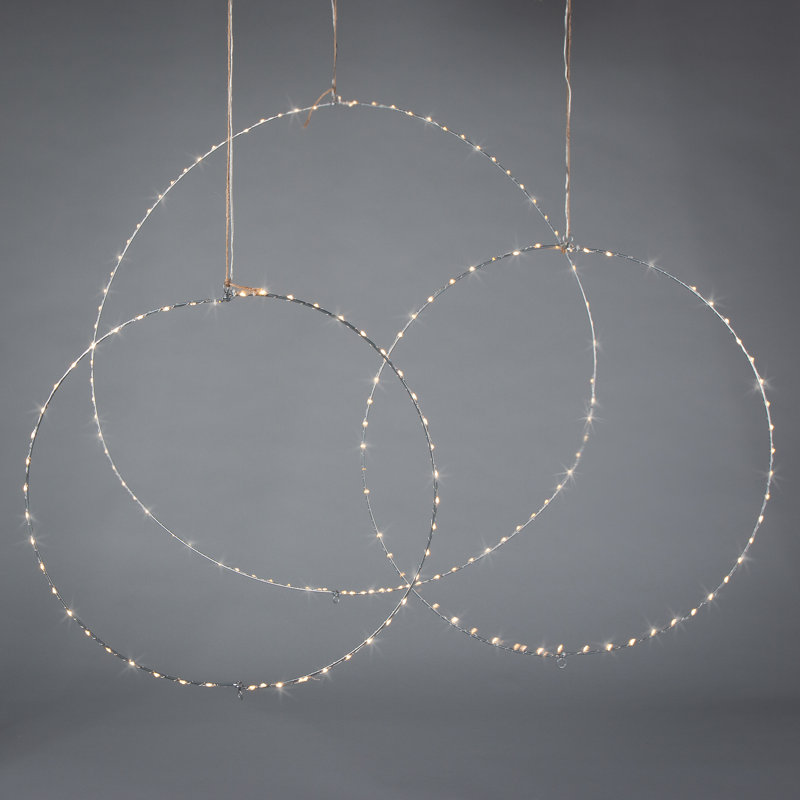 Set Of 3 Whimsical Rings, Warm White Battery Operated Led