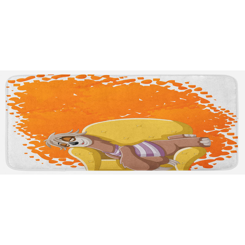 Tapis de cuisine orange sloth sur canapé sieste sur canapé dreaming mascotte de couleur "lazy féminin"