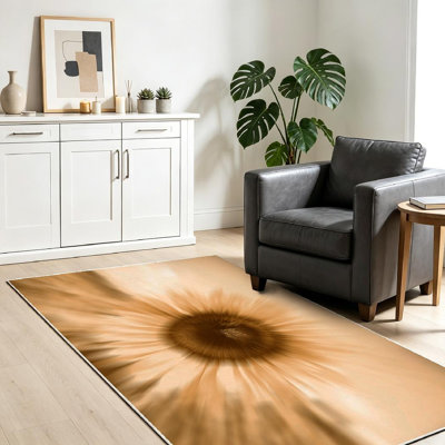 Yellow Vintage Sunflowers Abstract Agriculture Beautiful Beauty Blossom Machine Washable Indoor Area Rug