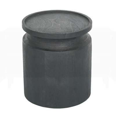 D14x16" Black Wooden Cylinder Side Table