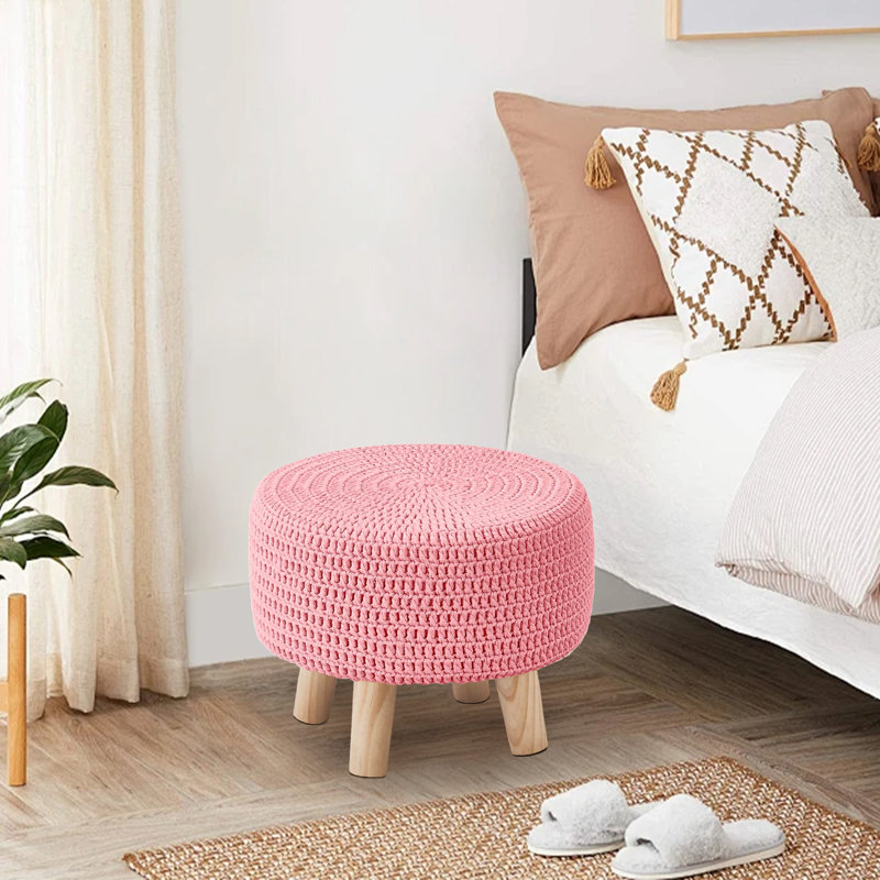 Wood Accent Stool, Pink